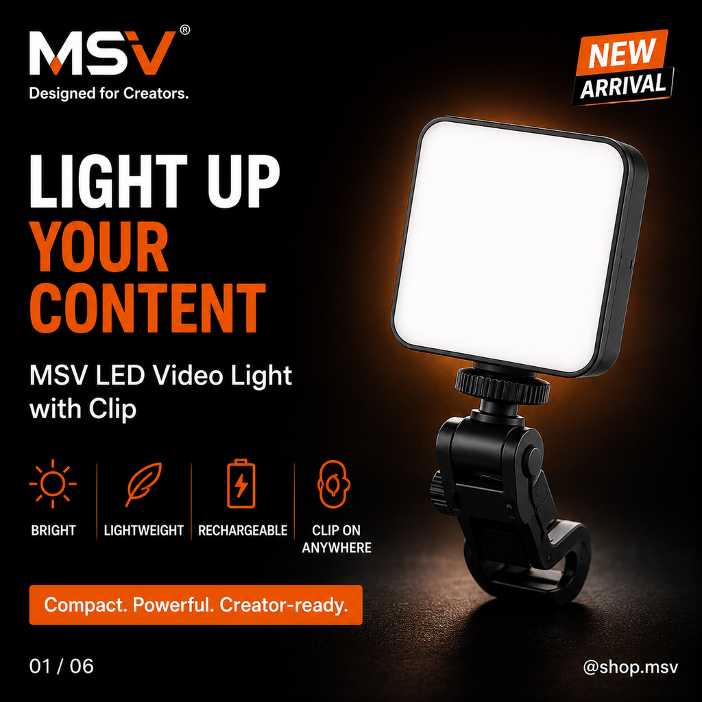 MSV Selfie Light - 3 color modes: Warm 3000K, Natural 4500K, Cool White 6500K